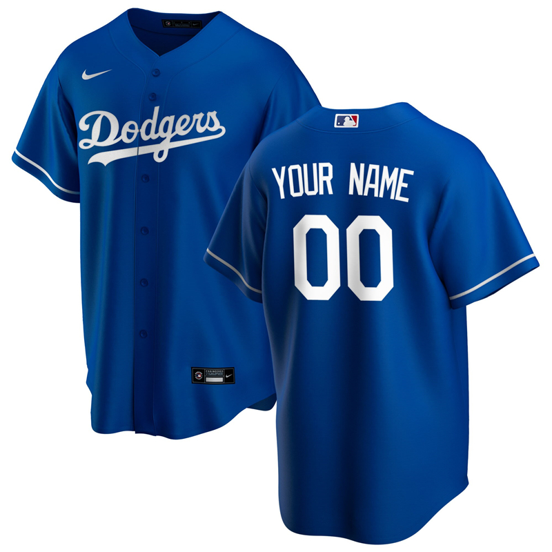 2020 MLB Men Los Angeles Dodgers Nike Royal Alternate 2020 Replica Custom Jersey 1->customized mlb jersey->Custom Jersey